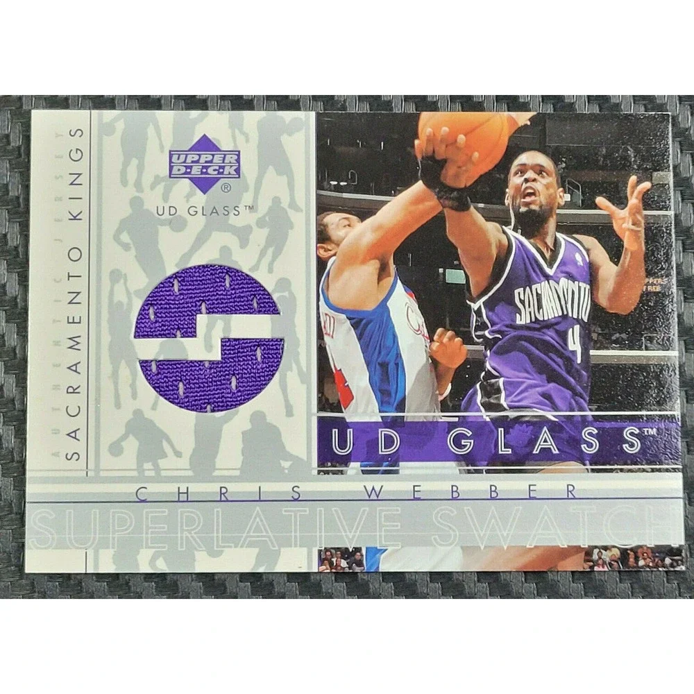 2002-03 UD GLASS CHRIS‎ WEBBER SUPERLATIVE SWATCH GAME USED JERSEY KINGS